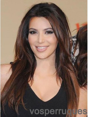 Auburn droite pleine dentelle appropriée 20 pouces perruques Kim Kardashian