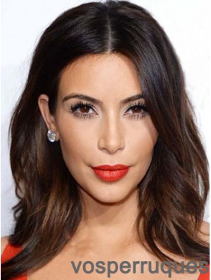 Perruque de cheveux humains de Kim Kardashian avec longueur d'épaule avant en dentelle