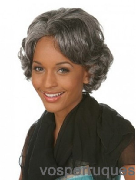 Longueur de menton gris ondulé perruques afro-américaines populaires