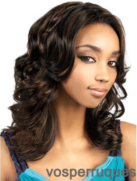 Long Brown Wavy Without Bangs Superbes perruques afro-américaines