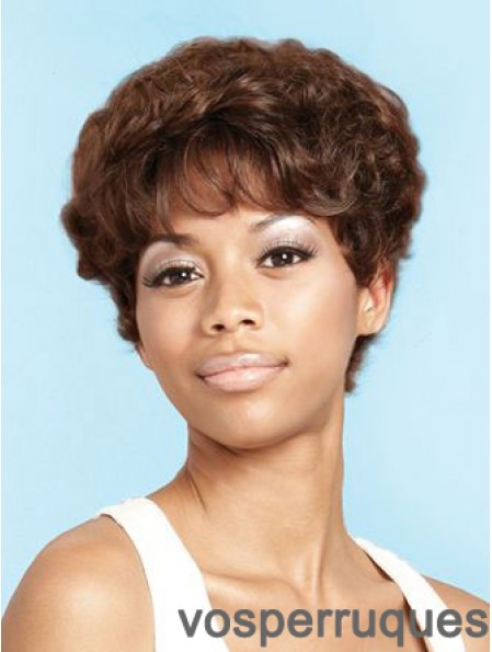 Perruques afro-américaines courtes superposées bouclées brunes