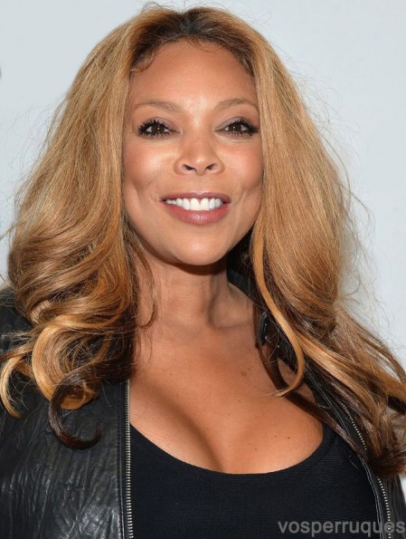 Perruques comme Wendy Williams Remy Human avec un style ondulé sans capuchon