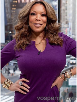 Layered Wavy Brown 18 pouces sans perruque Wendy Williams perruques