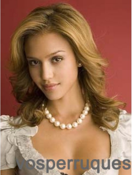 Ondulé avant de lacet sans frange longue blonde fabuleuse perruques Jessica Alba