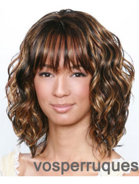Longueur d'épaule brun bouclé en couches meilleures perruques afro-américaines