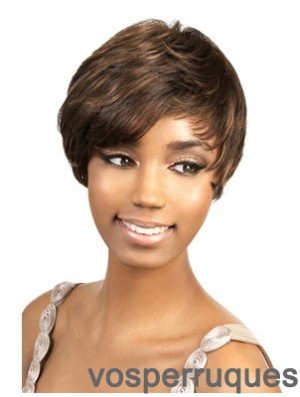 Perruques afro-américaines parfaites en couches droites brunes courtes