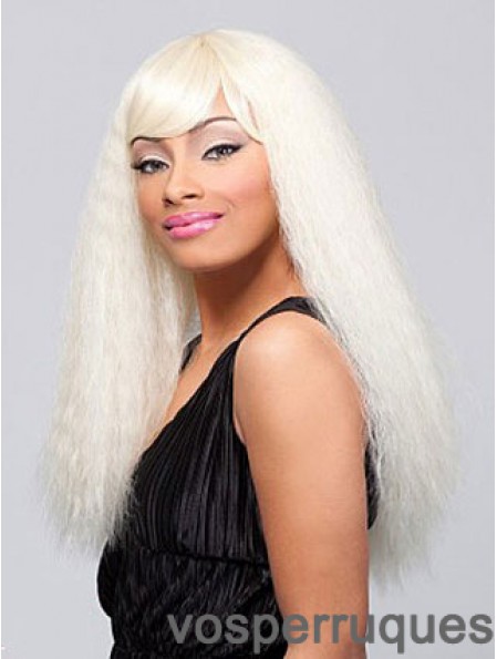 Blonde longue et droite avec frange perruques afro-américaines