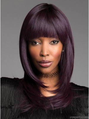 Avec Bangs Purple 14 pouces coiffures afro-américaines sans bonnet