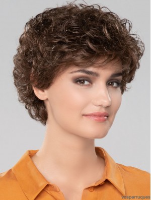 Curly Brown Short 8 pouces magnifiques perruques classiques