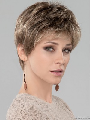 Blonde 4 pouces Boycuts Cropped Discount Monofilament Perruques