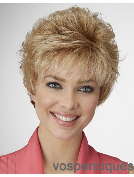 Perruque de cheveux synthétique élégante en couches style longueur courte couleur blonde