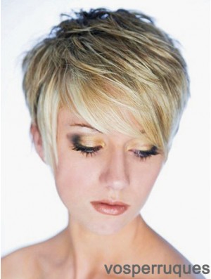 Meilleure perruque synthétique Boycuts Longueur recadrée Couleur blonde