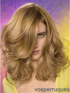 Wavy Layered épaule Longueur Blonde à la mode avant de lacet perruques