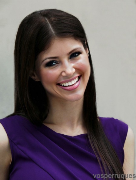 No-Fuss Brown Long Straight 20 pouces sans frange Perruques Alexandra Daddario