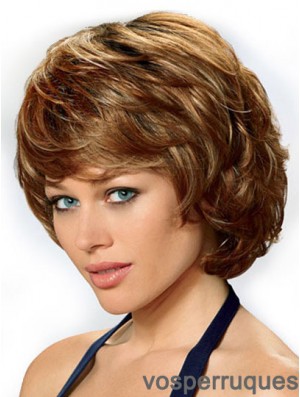 Cheveux synthétiques avant de lacet perruques UK longueur du menton couleur Auburn style ondulé