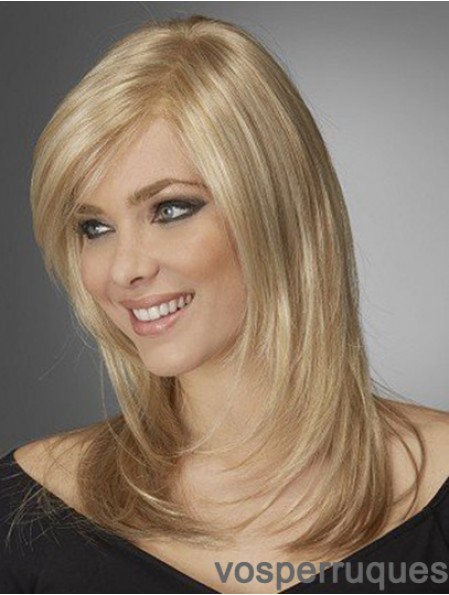 Le meilleur Perruques synthétiques confortables avec frange Monofilament Couleur blonde Style ondulé