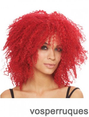 Kinky avec frange longueur d'épaule rouge Style Lace Front Wigs