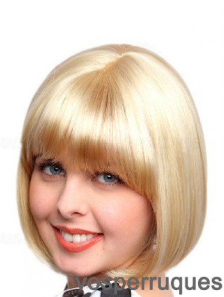 Perruques synthétiques abordables blondes droites à longueur de menton