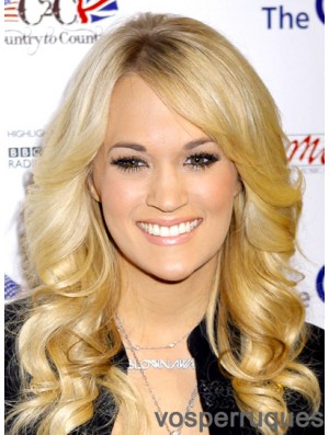 Perruques populaires en dentelle blonde de Carrie Underwood en couches longues ondulées de 19 pouces
