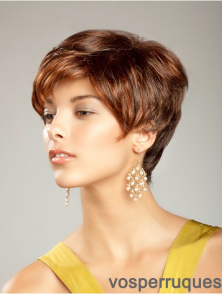 Perruque de cheveux synthétiques courts Boycuts Longueur courte Couleur Auburn