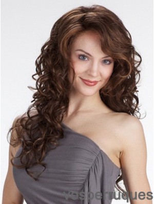 Curly With Bangs Long Brown Beautiful Lace Front Wigs