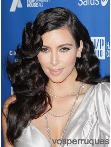 Longues coiffures noires avant en dentelle bouclée 22 pouces Perruques Kim Kardashian