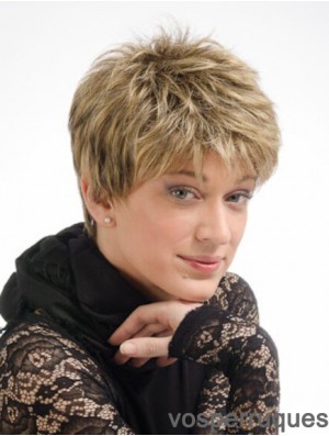 Moderne 6 pouces droite blonde Boycuts courtes perruques