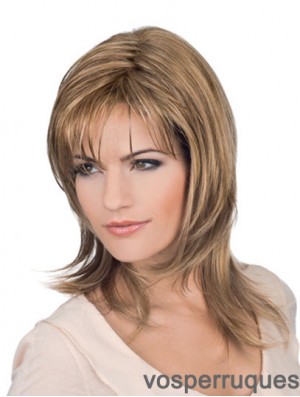 Longueur d'épaule Blonde Layered Wavy Perfect Full Lace Wigs