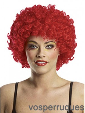 Kinky sans frange court rouge moderne perruques avant de lacet