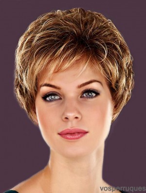 Coiffures Blonde Cropped Layered Wavy Glueless Lace Front Wigs