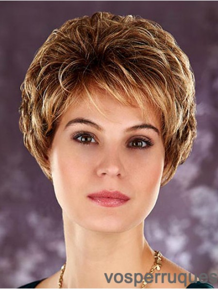 Coiffures Blonde Cropped Layered Wavy Glueless Lace Front Wigs