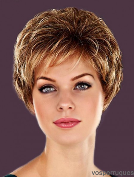 Coiffures Blonde Cropped Layered Wavy Glueless Lace Front Wigs