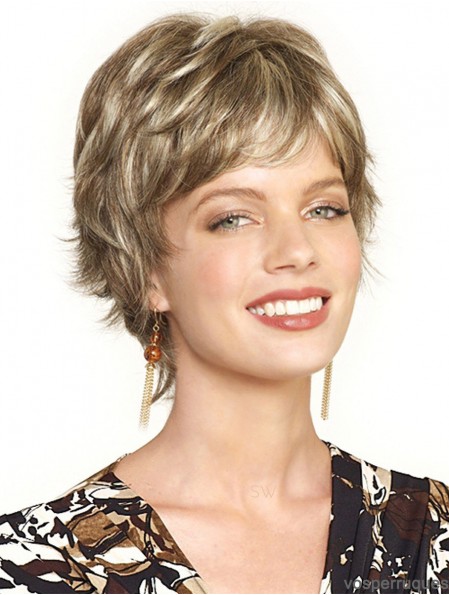 Incroyable Blonde Cropped Wavy Boycuts Lace Front Wigs