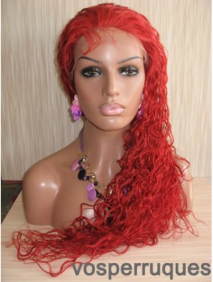 Curly Without Bangs Lace Front Natural 22 pouces Rouge Longue Perruques