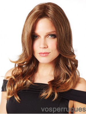 Ideal Brown Long Without Bangs Wavy Glueless Lace Front Wigs