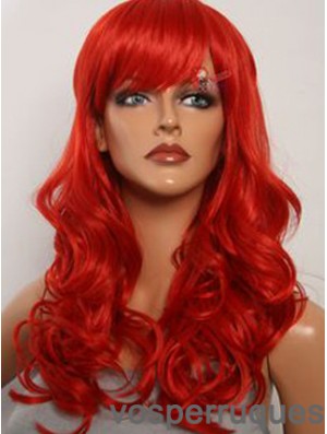 Wavy With Bangs Lace Front Fashion 20 pouces rouge longues perruques