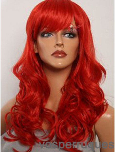 Wavy With Bangs Lace Front Fashion 20 pouces rouge longues perruques