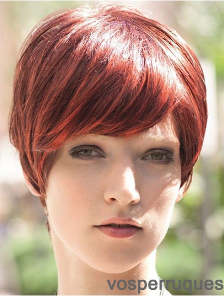 Incroyable 8 pouces droite rouge Boycuts perruques courtes