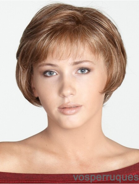 Straight Bobs Perruques synthétiques de mode blonde de 8 pouces