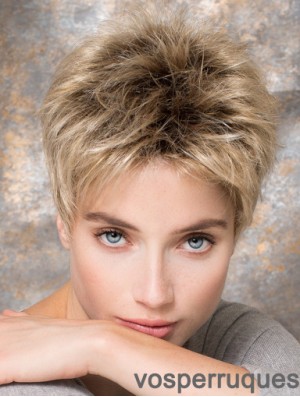 4 inch Blonde Synthetic Boycuts Straight Short Hair