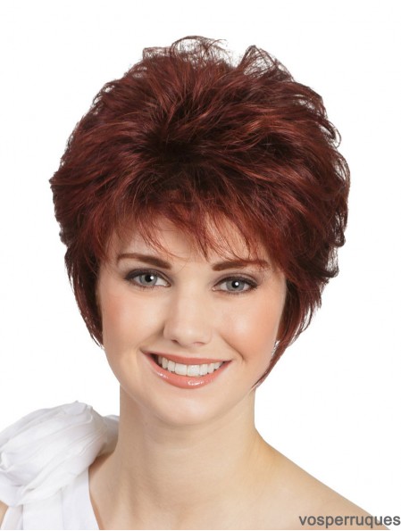 Monofilament Red 8 inch Wavy Classic Wigs For People With Cancer