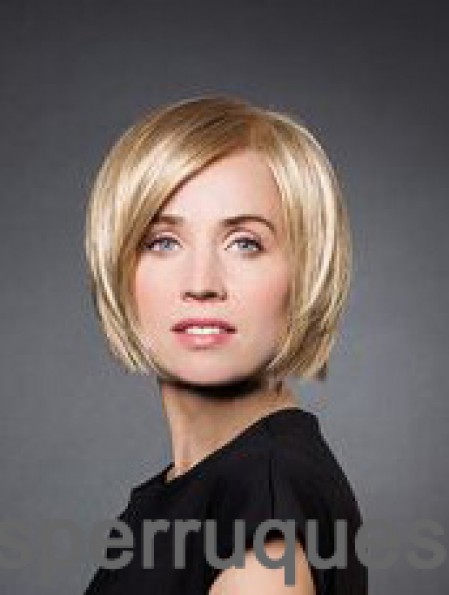 10  inchdroite blonde synthétique menton longueur perruque monofilament Bob