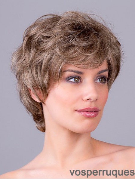 Synthetic Wavy Brown 8 inch Short Monofilament Wig For Women Classic Style