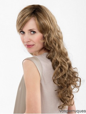 Brown Long Synthetic 20  inchCurly With Bangs Cheap Lace Front Wigs