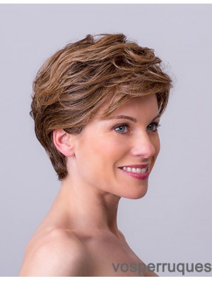 Auburn Layered Short 8  inchWavy Synthetic Wigs Monofilament