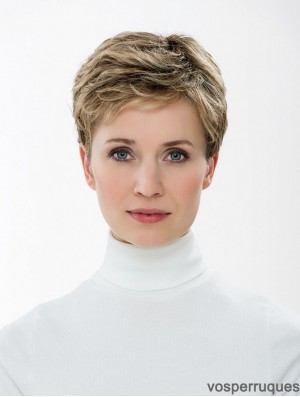 Synthétique Capless 4 pouces Boycuts Straight Blonde Short Hair Styles