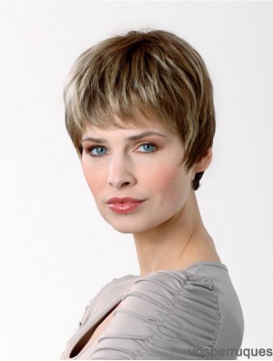 Synthétique Capless 6  inchBoycuts Straight Brown Short Haircuts