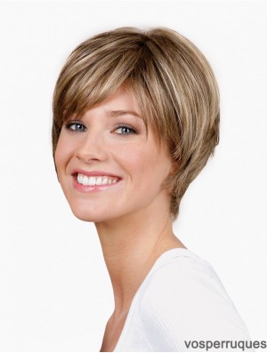 Straight Layered Capless 8 pouces Blonde Perruques Synthétiques Courtes Pas Cher