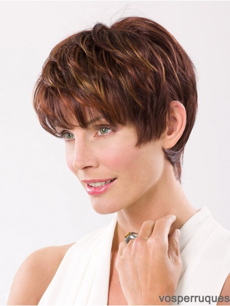 Straight Boycuts Capless 8 inch Auburn Cropped Synthetic Hair Wig