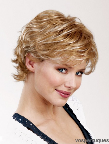 Wavy Layered Capless 8 pouces Blonde Court Gros Synthétique Perruques